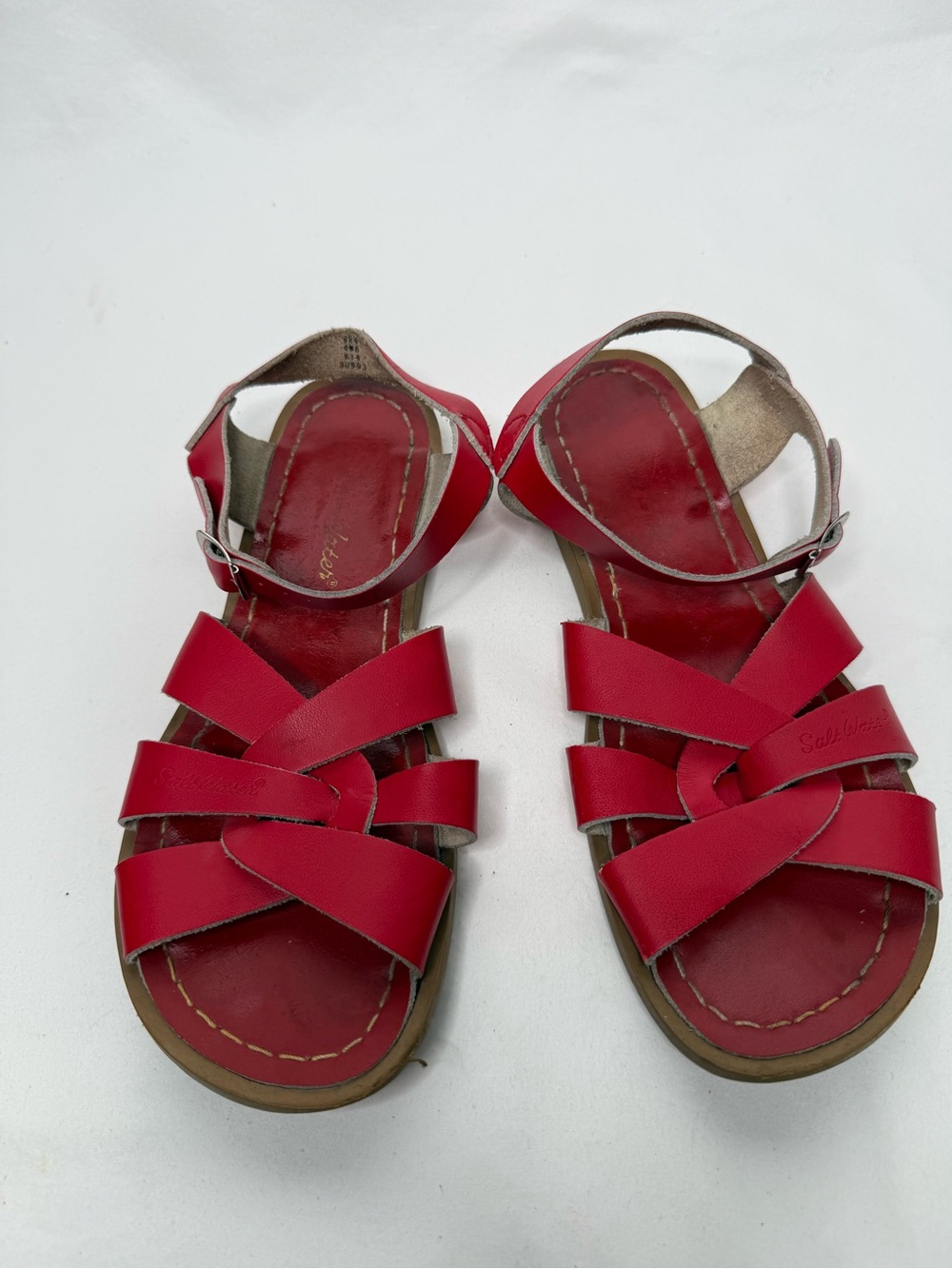 Salt Water Sandals Women’s Red Strappy Leather Adjustable Buckle Sandals US 8